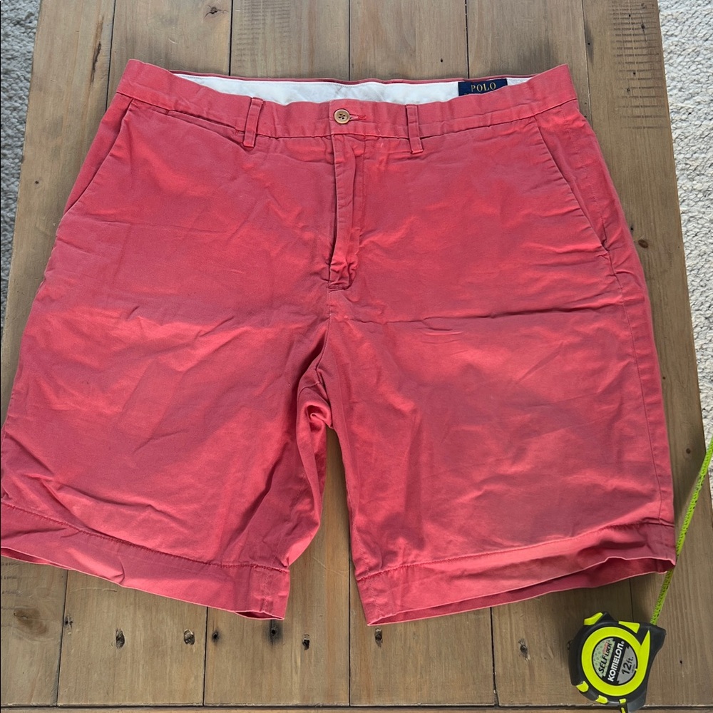 Polo by Ralph Lauren Men's Pink/Nantucket Red Flat Front Shorts, Size 34